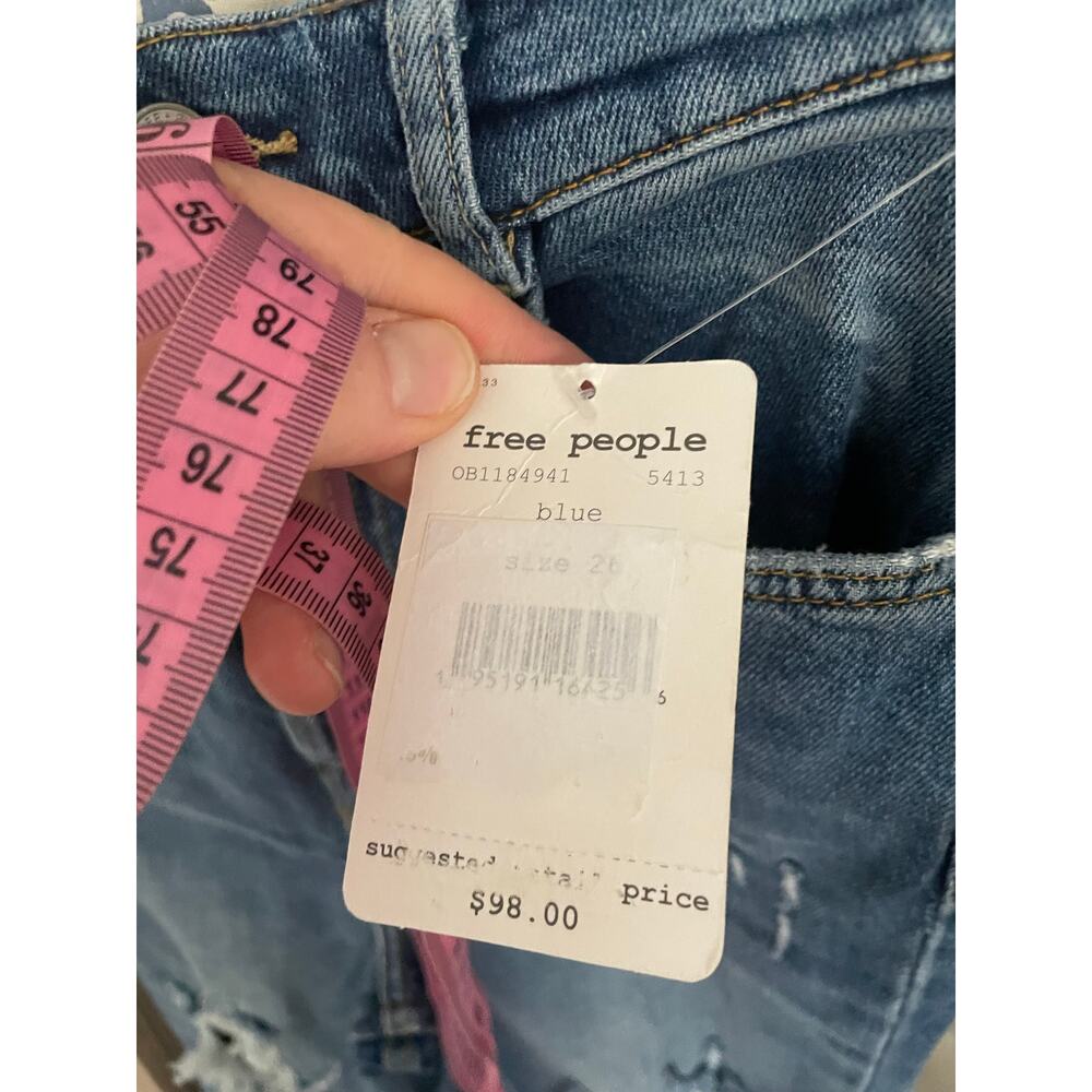 Free People Phoenix Distressed Skinny Jeans Size 26 Ripped Blue Denim - Picture 11 of 14